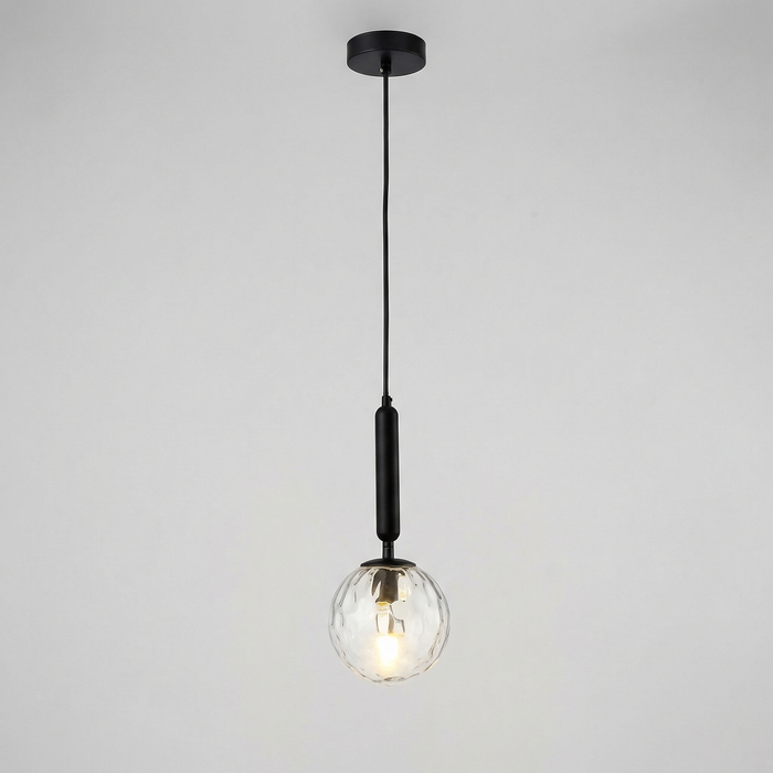 Suspension verre à ondulations, noir — Joséphine