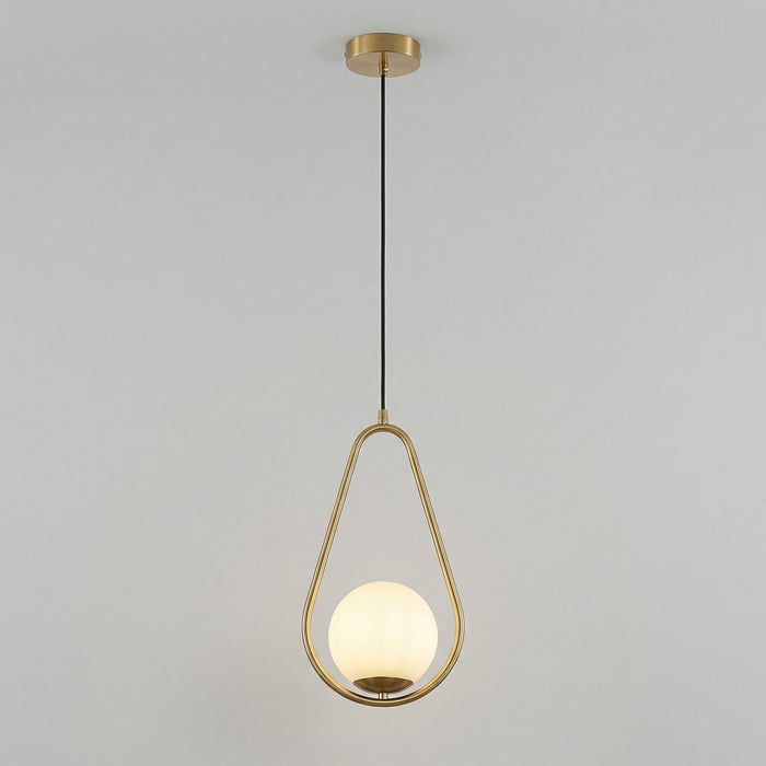 Suspension globe verre, structure dorée — Cécile