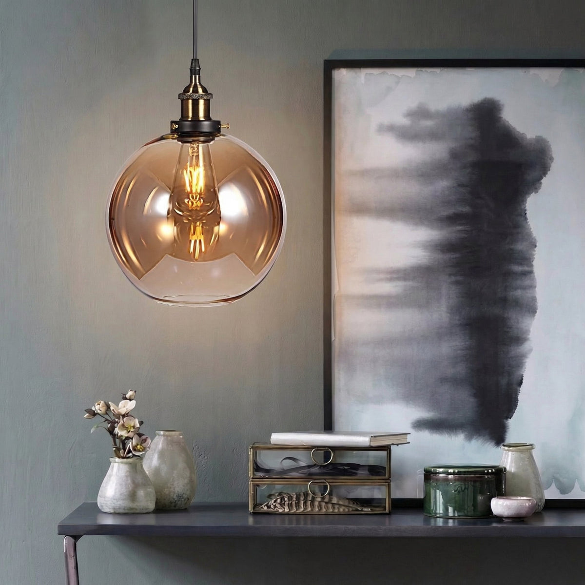 Suspension globe verre vintage — Hortense