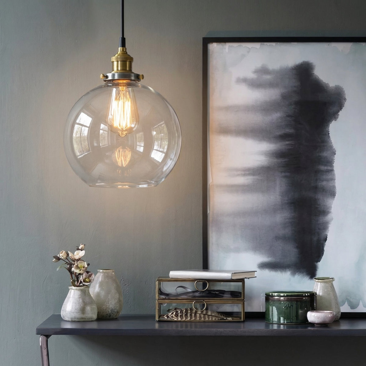 Suspension globe verre vintage — Hortense
