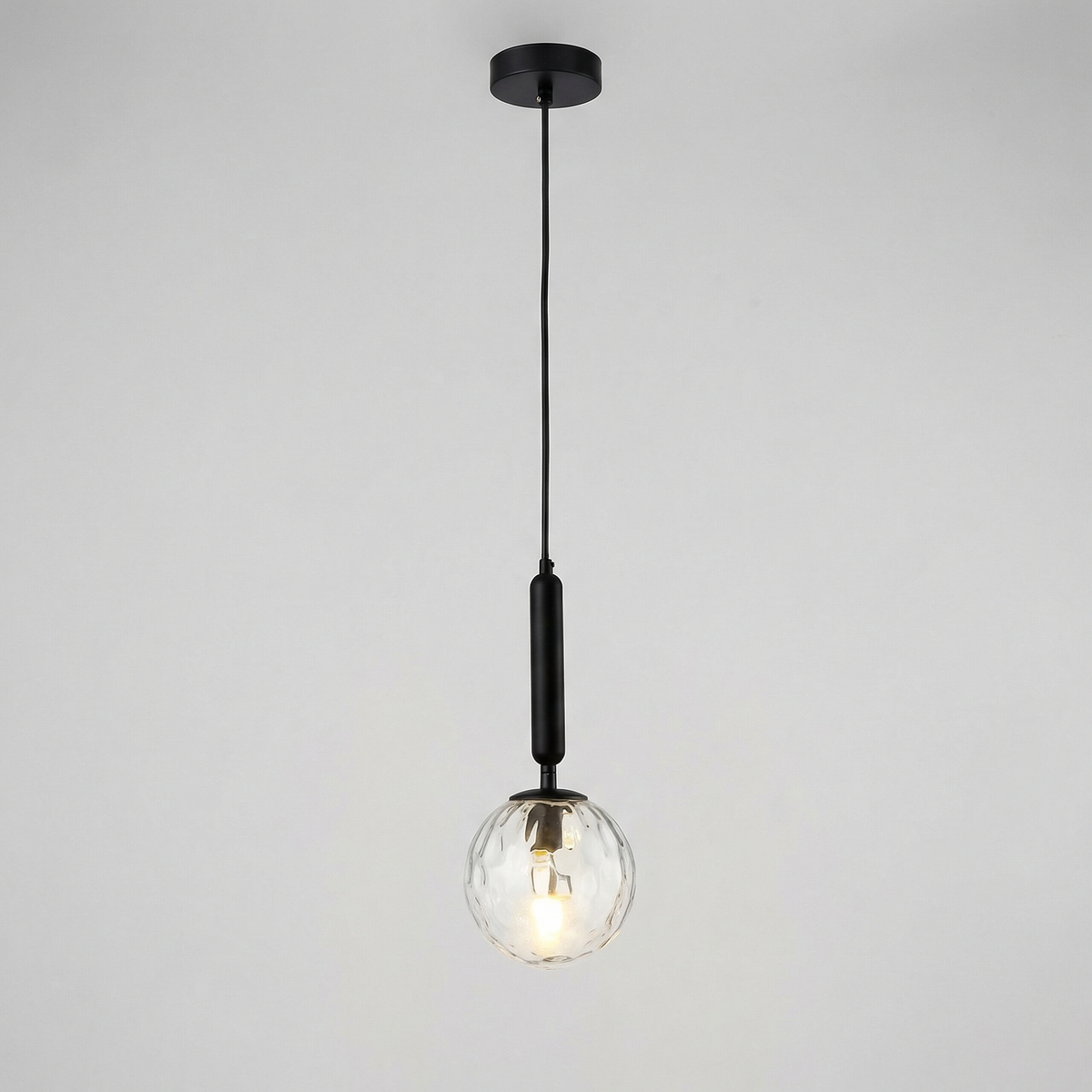 Suspension verre à ondulations, noir — Joséphine