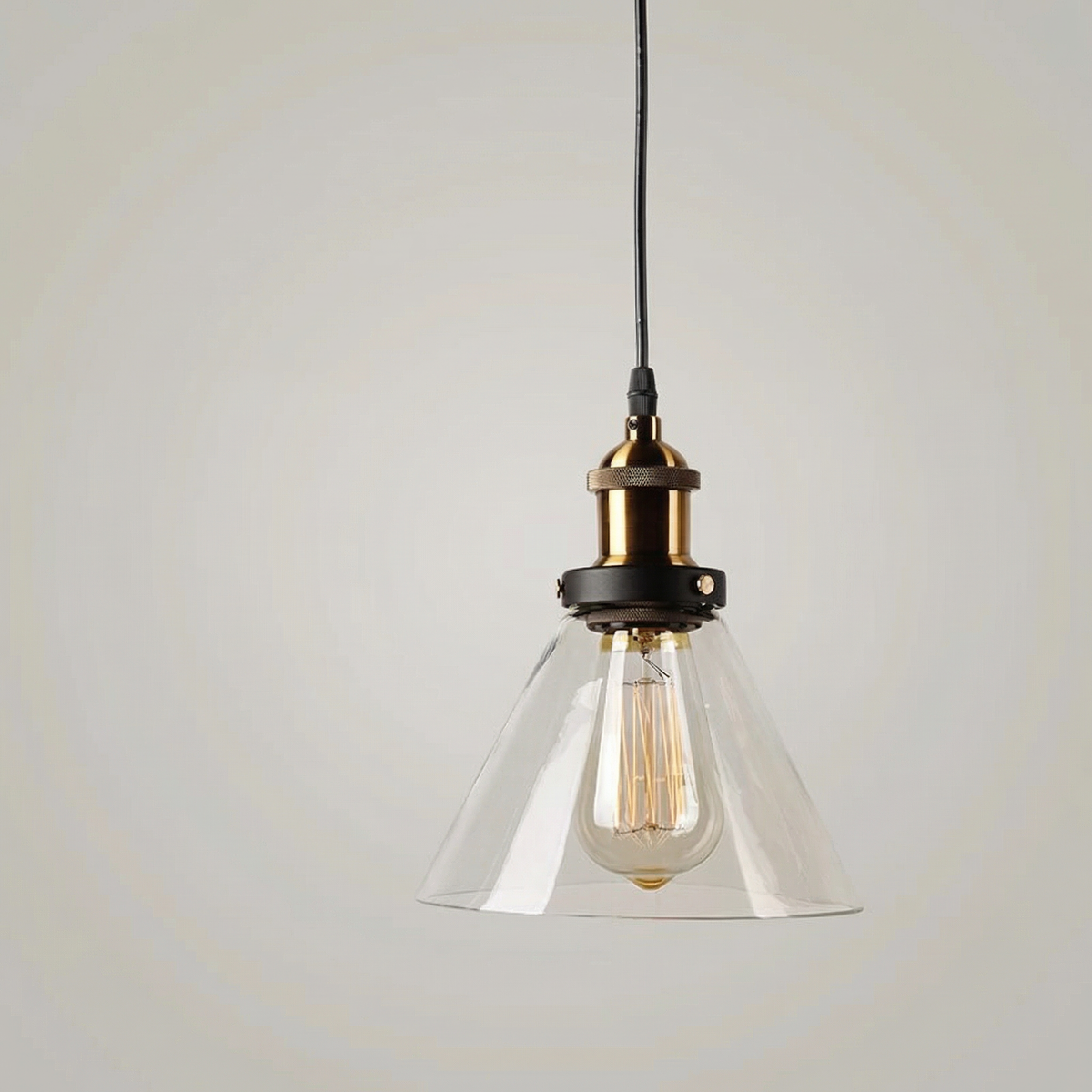 Suspension globe verre clair, style atelier — Basile
