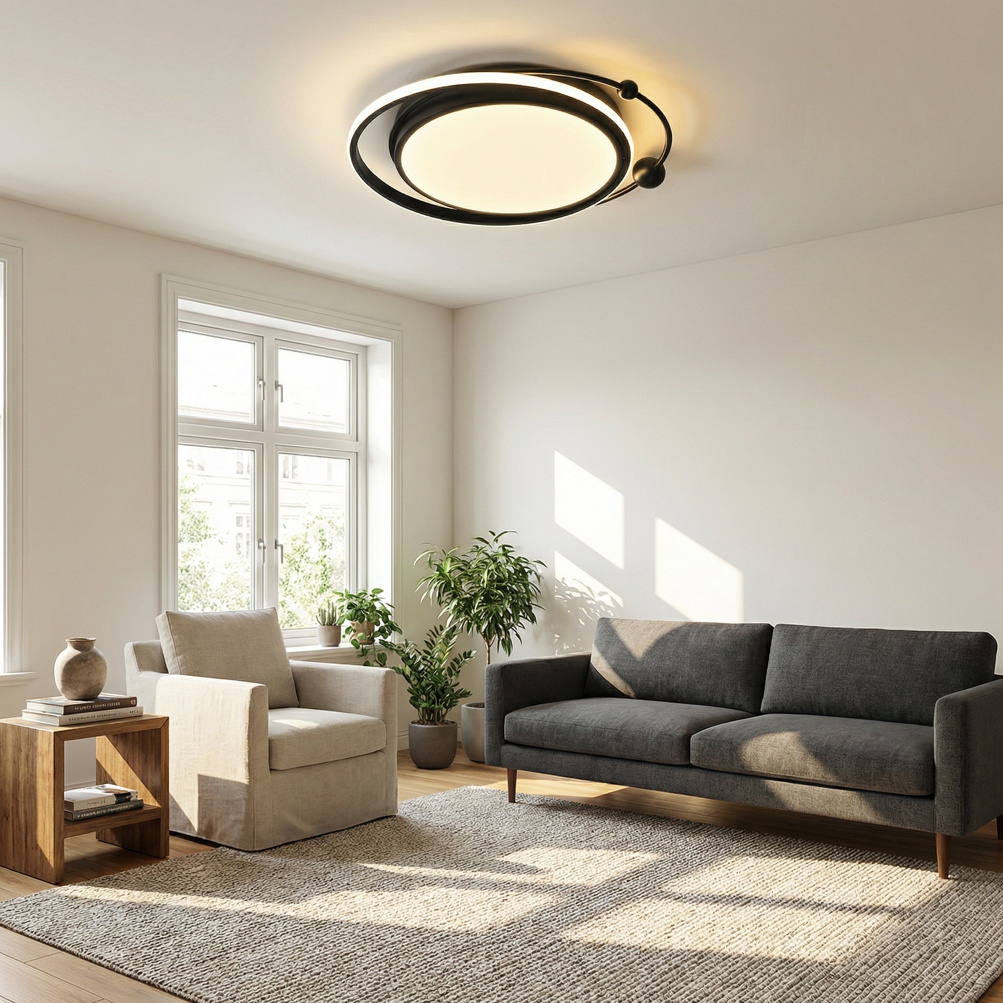 Plafonnier orbite noir 48 cm — Anouk
