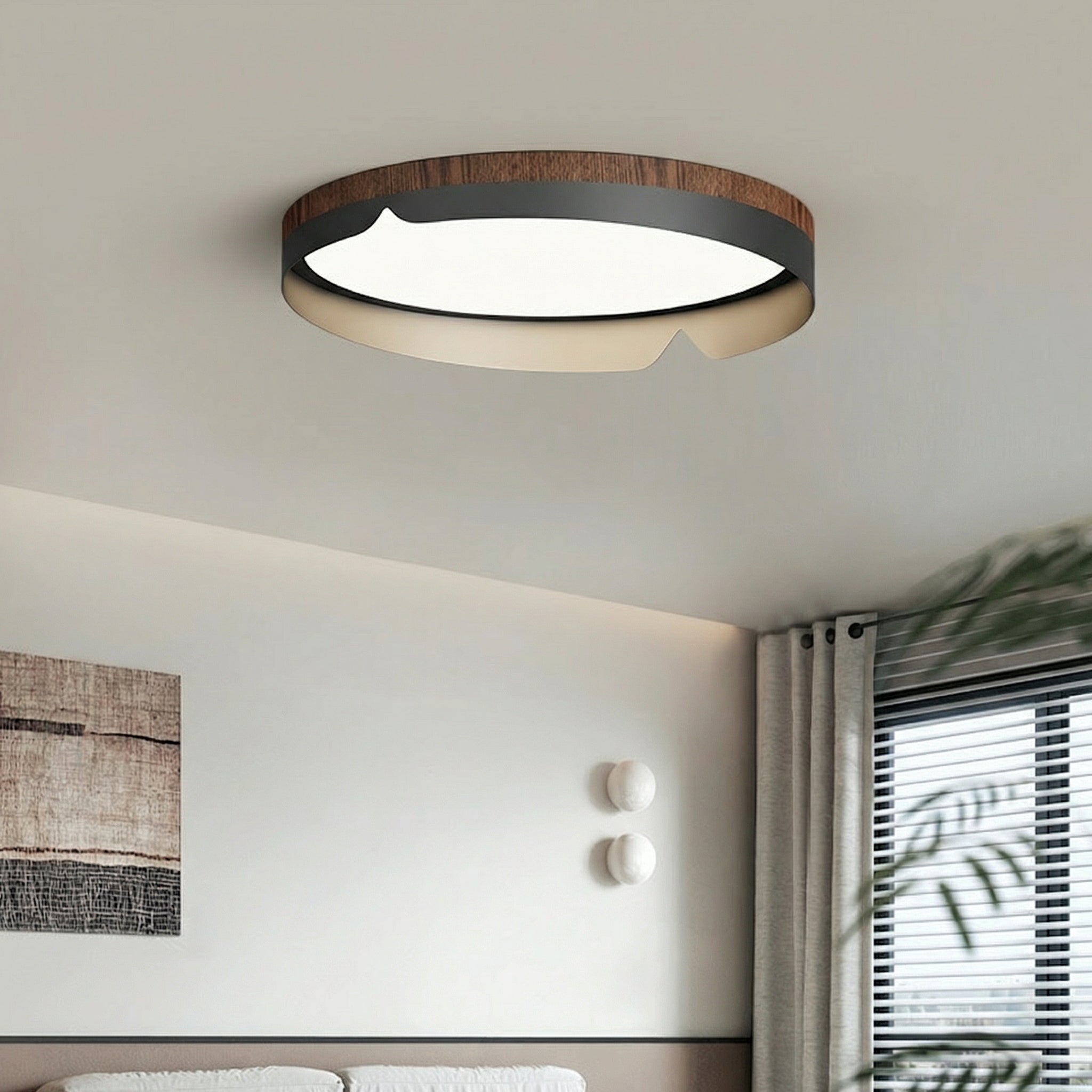 Plafonnier rond effet bois — Louise