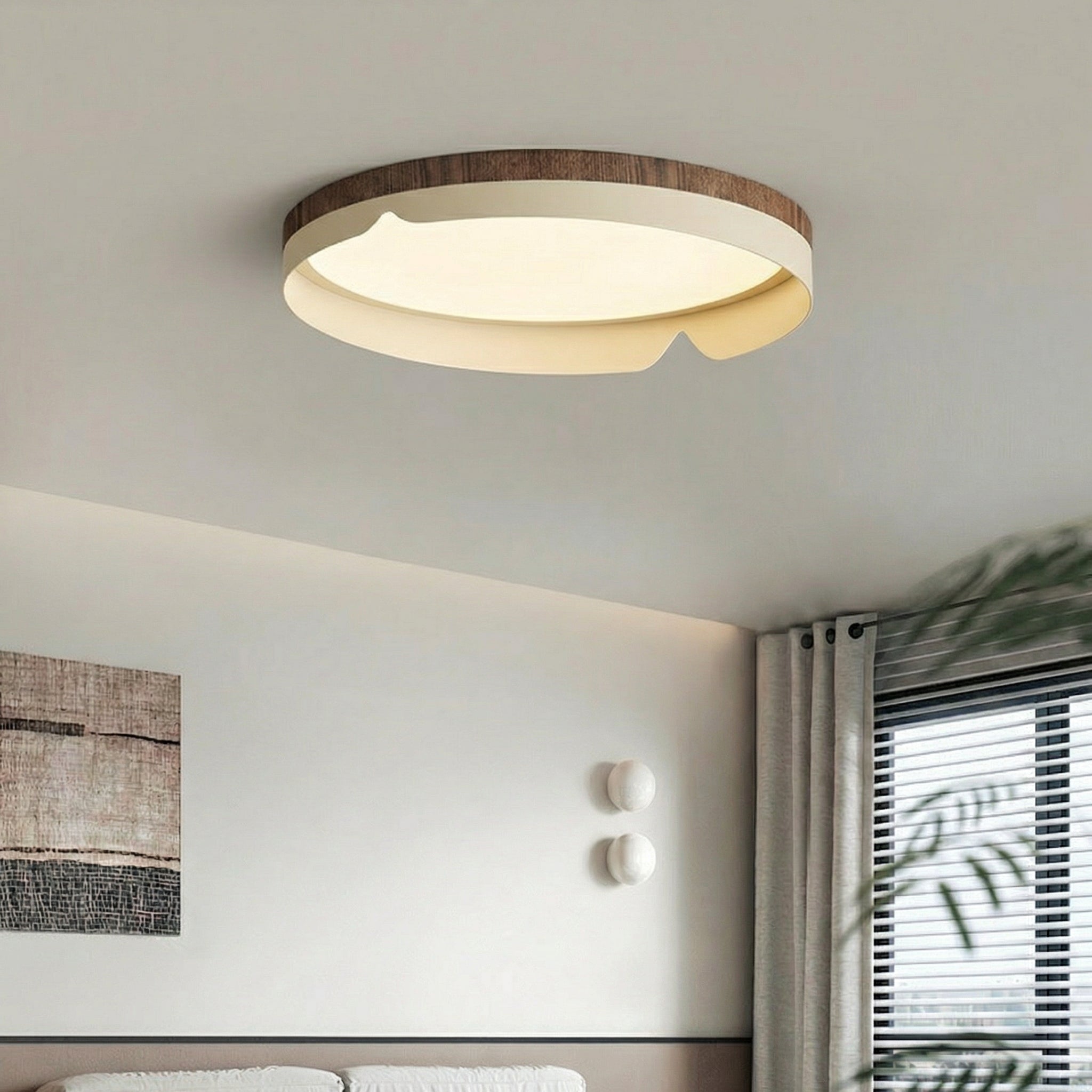 Plafonnier rond effet bois — Louise