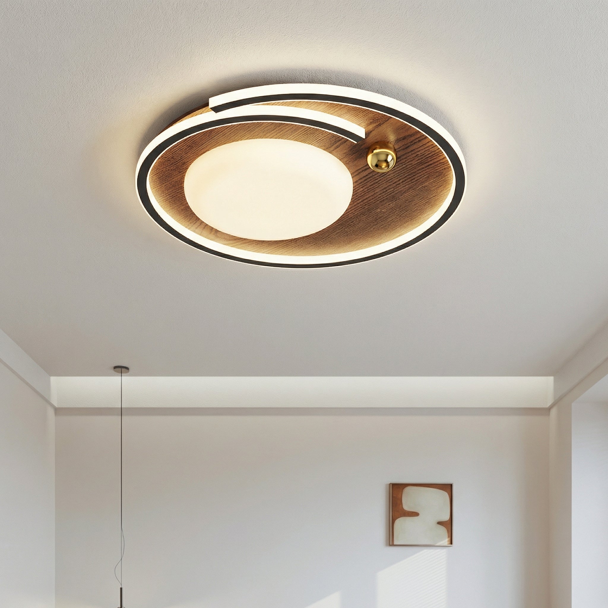 Plafonnier ovale effet bois — Sidonie