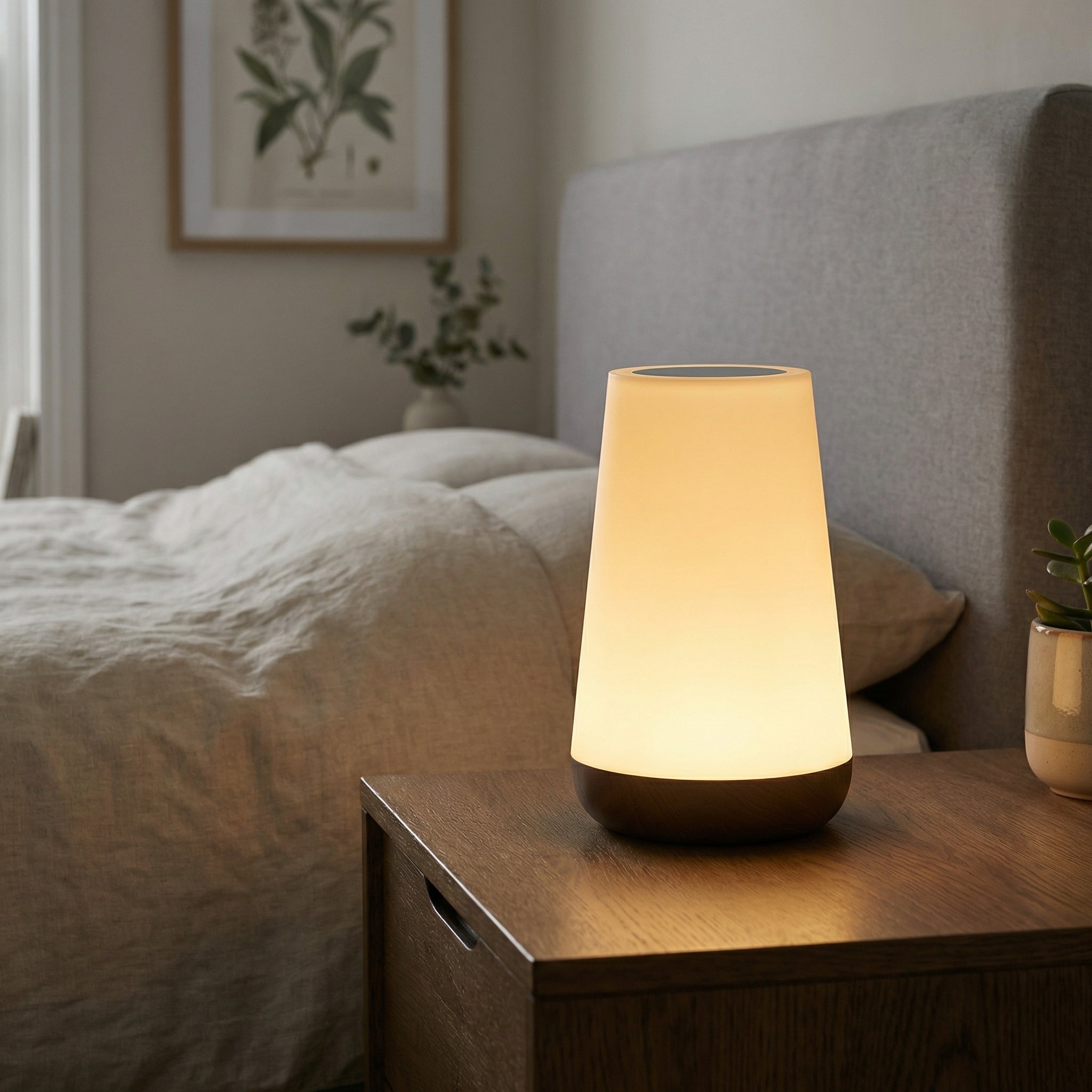 Lampe à poser RGB tactile, socle bois — Zélie