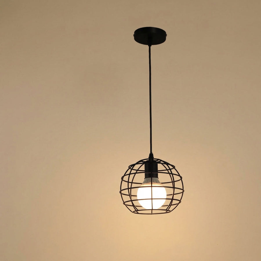 Industriel — suspension métal noir, verre fumé
