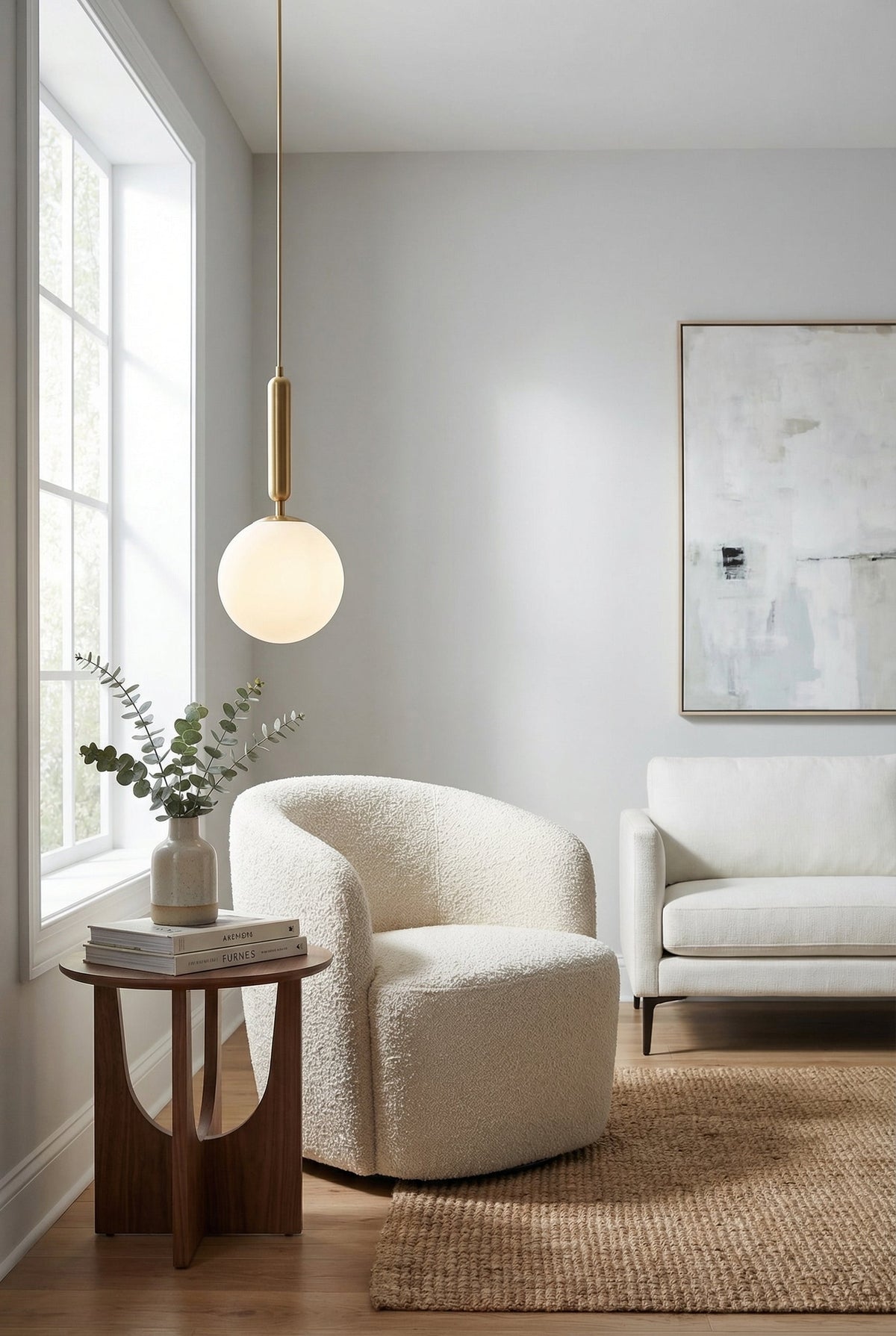 Suspension boule verre, tige fine — Émile