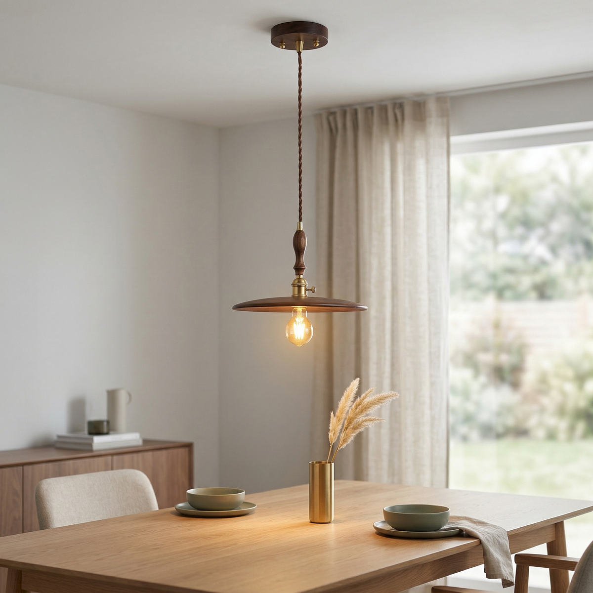 Suspension en noyer et laiton — Colette