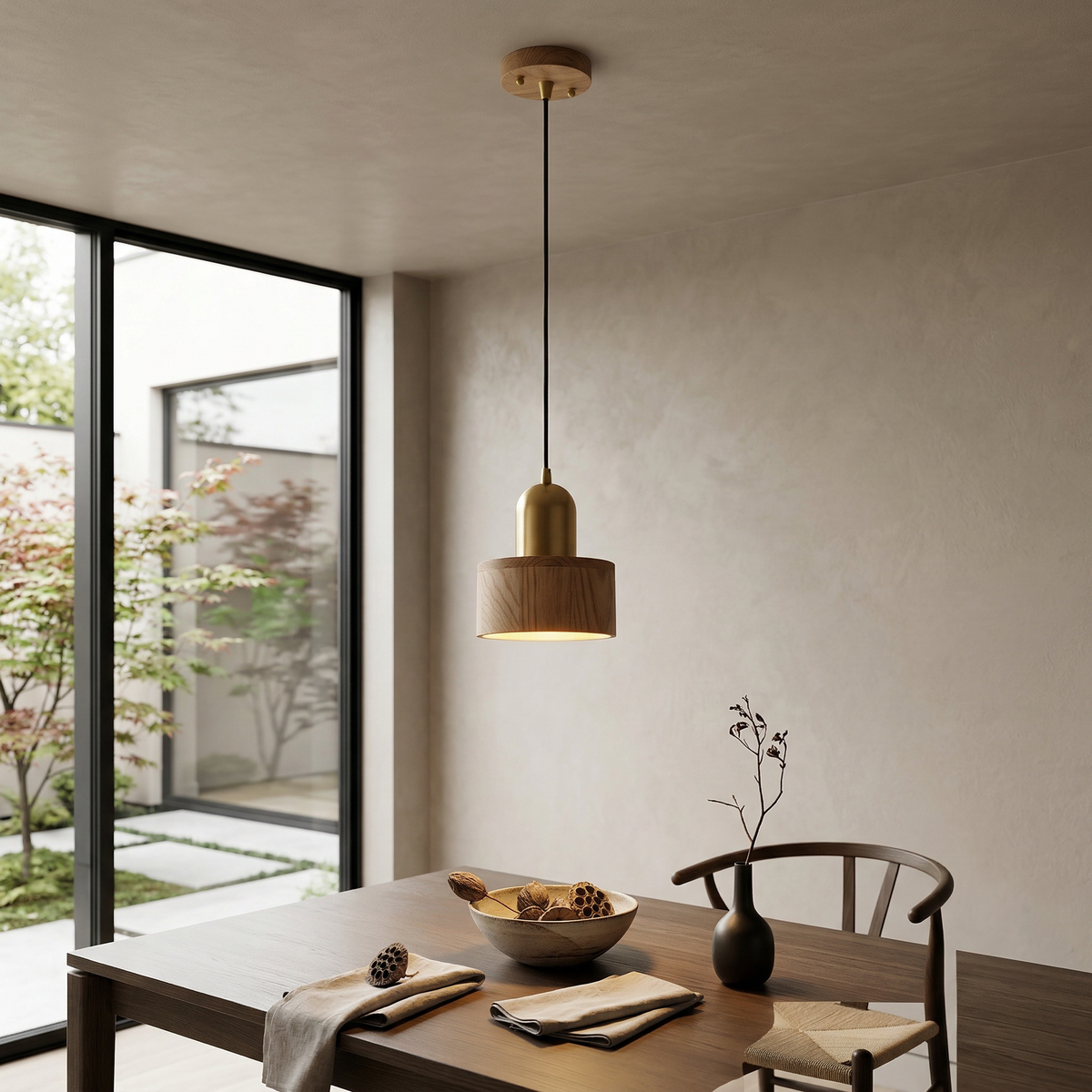 Suspension cylindre en noyer — Marguerite
