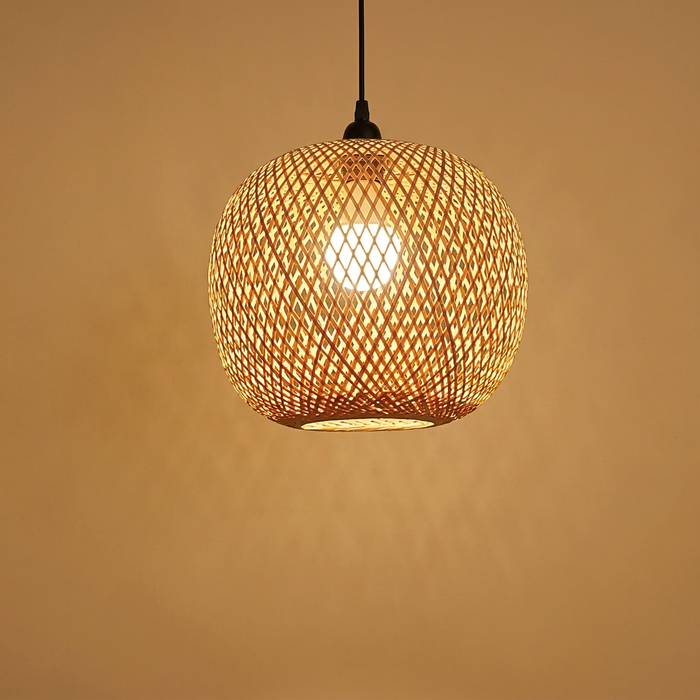 Suspension bambou boule tressée — Thérèse
