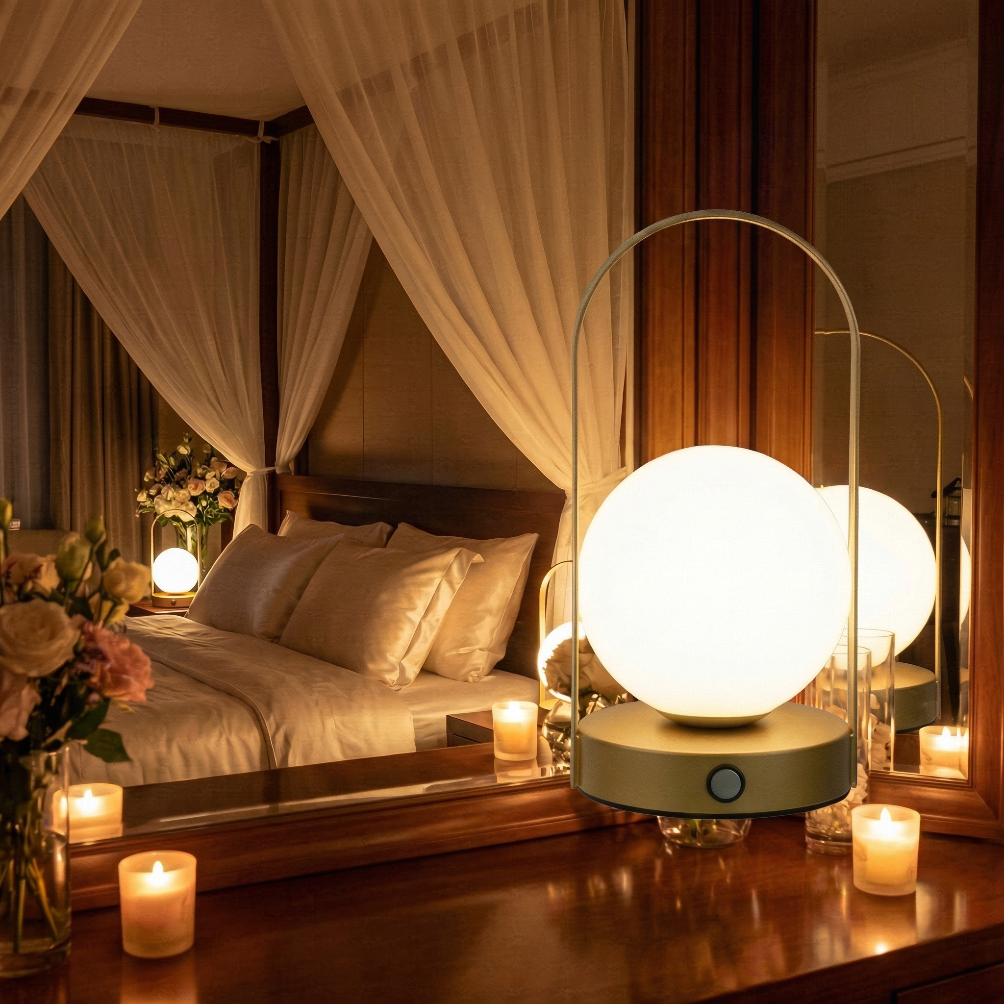 Lampe à poser globe dépoli — Violette
