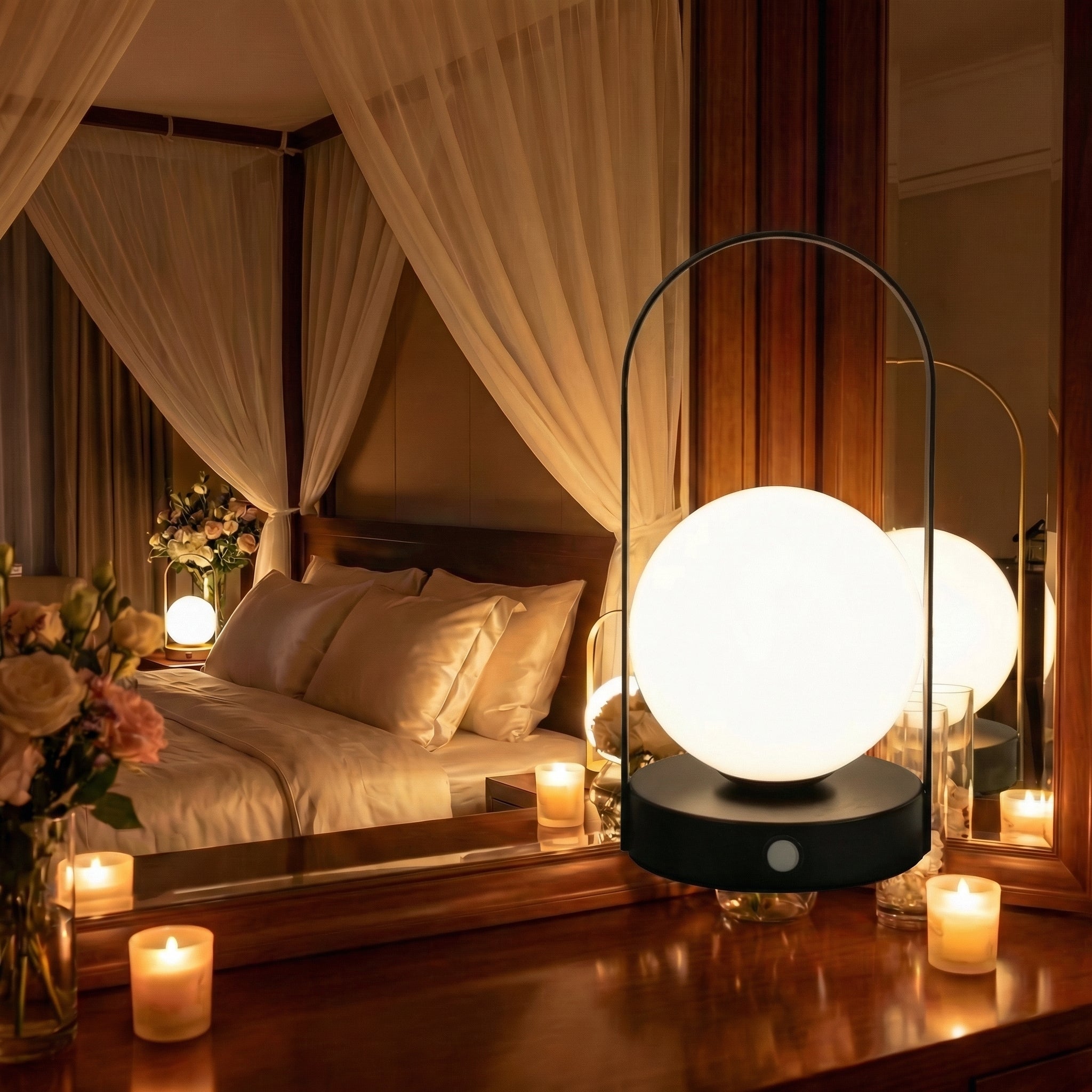 Lampe à poser globe dépoli — Violette