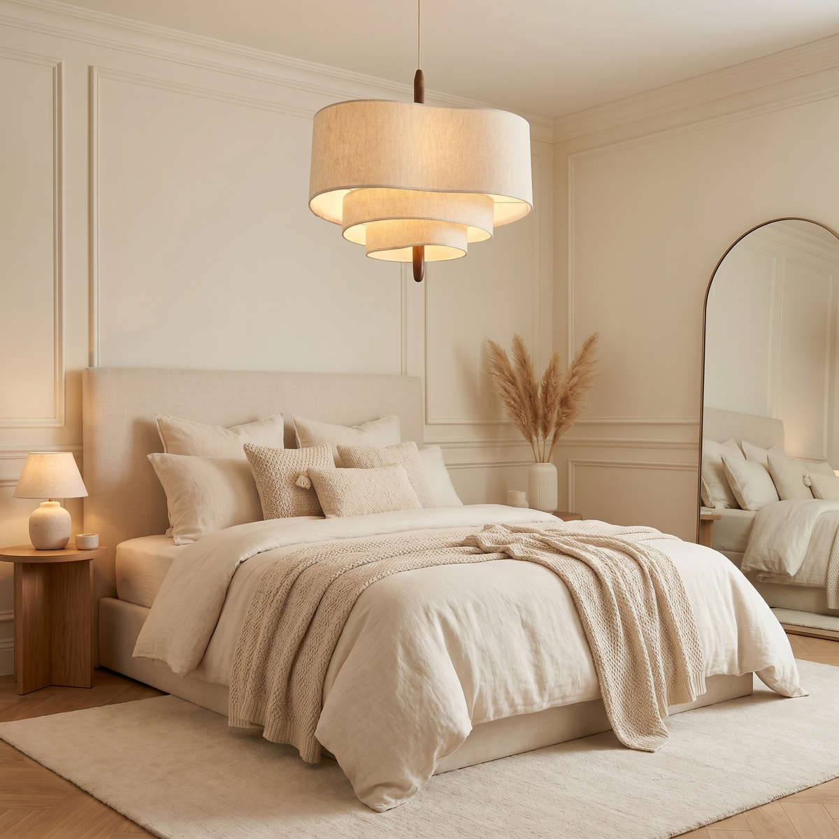 Suspension tissu crème — Solène